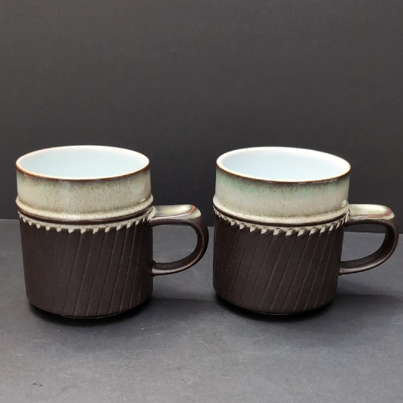 VGT,Denby Rondo, England Set Of 2 Rustic Ceramic Tea Cups. - Picture 1 of 9